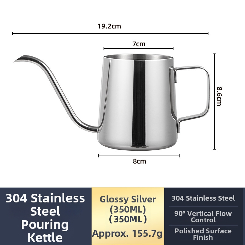 Ceainic pour-over din oțel inoxidabil 304, gură îngustă, control precis al apei pentru cafea filtrată, portabil pentru uz casnic