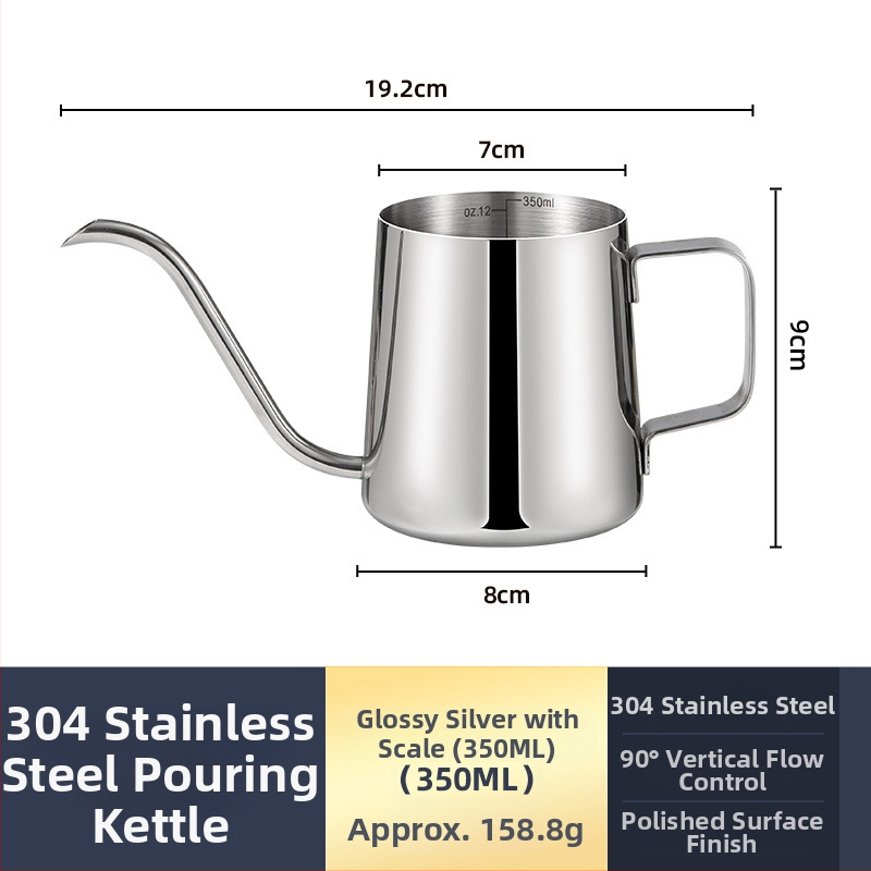 Ceainic pour-over din oțel inoxidabil 304, gură îngustă, control precis al apei pentru cafea filtrată, portabil pentru uz casnic