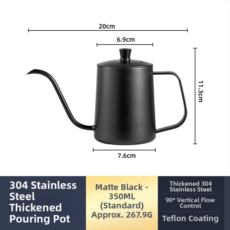 Ceainic pour-over din oțel inoxidabil 304, gură îngustă, control precis al apei pentru cafea filtrată, portabil pentru uz casnic
