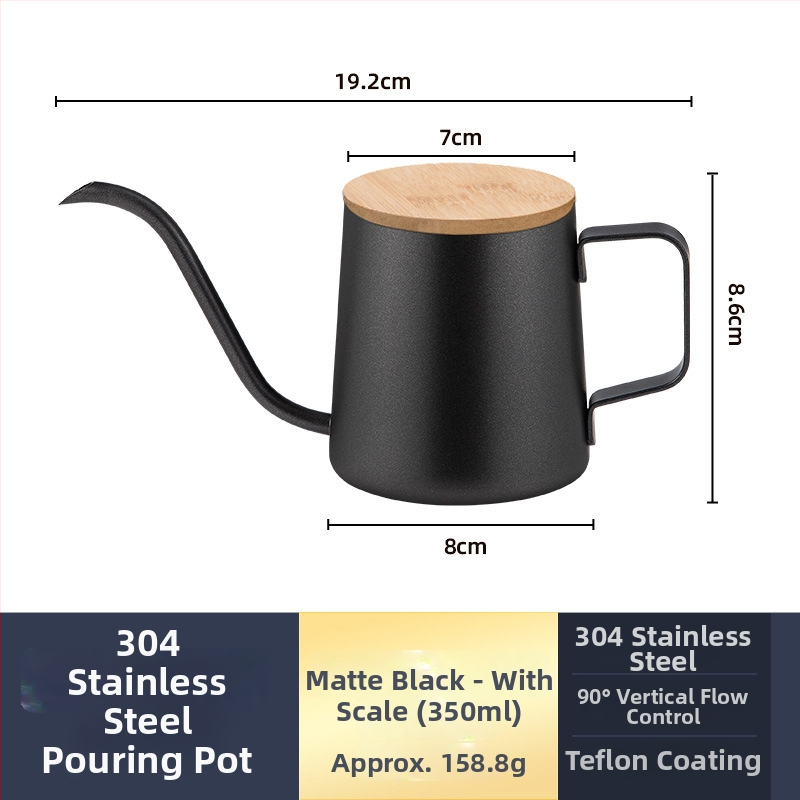 Ceainic pour-over din oțel inoxidabil 304, gură îngustă, control precis al apei pentru cafea filtrată, portabil pentru uz casnic