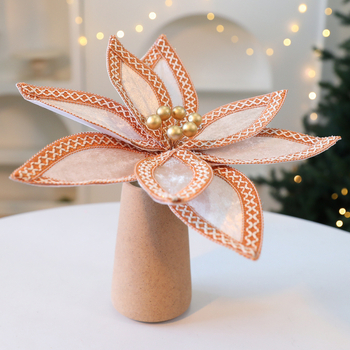 Flori de Crăciun din catifea pentru decorațiuni DIY, flori artificiale pentru bradul de Crăciun