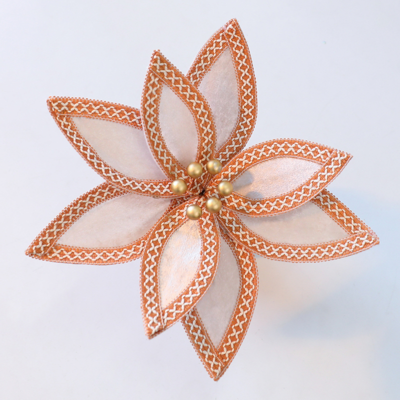 Flori de Crăciun din catifea pentru decorațiuni DIY, flori artificiale pentru bradul de Crăciun