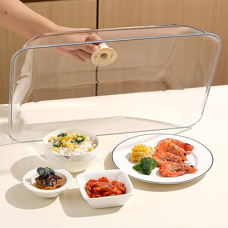 Cap pătrat din plastic, de calitate alimentară, transparent, protecție împotriva prafului, pentru alimentație rapidă comercială, acoperire pentru produse de panificație