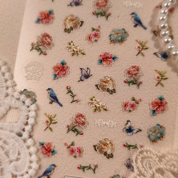 TENSOR 3D naljepnice za nokte u cartoon stilu TS-3833 Su embroidery peony – plutajući