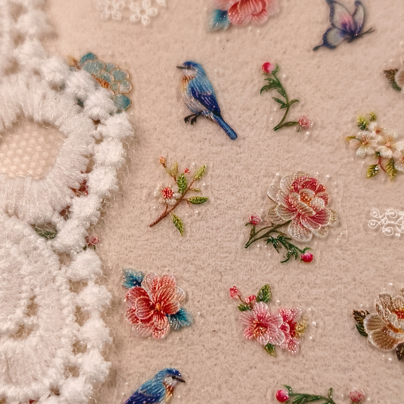 TENSOR 3D naljepnice za nokte u cartoon stilu TS-3833 Su embroidery peony – plutajući