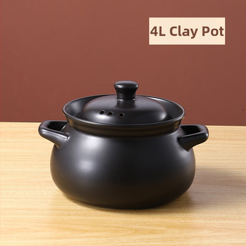 Oală tradițională din lut ceramic pentru gătit pe foc deschis, oală de supă cu capac, rezistentă la temperaturi înalte, capacitate 2.1–3 L, 3.1–4 L sau peste 5 L