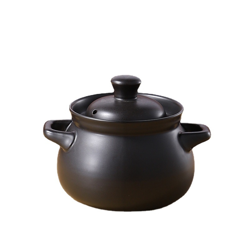 Oală tradițională din lut ceramic pentru gătit pe foc deschis, oală de supă cu capac, rezistentă la temperaturi înalte, capacitate 2.1–3 L, 3.1–4 L sau peste 5 L