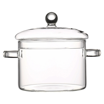 Oală din sticlă borosilicat pentru supe și tocănițe, cu capac și două mâneri, transparentă, mare capacitate, pentru uz casnic, compatibilă cu aragaz cu flacără deschisă