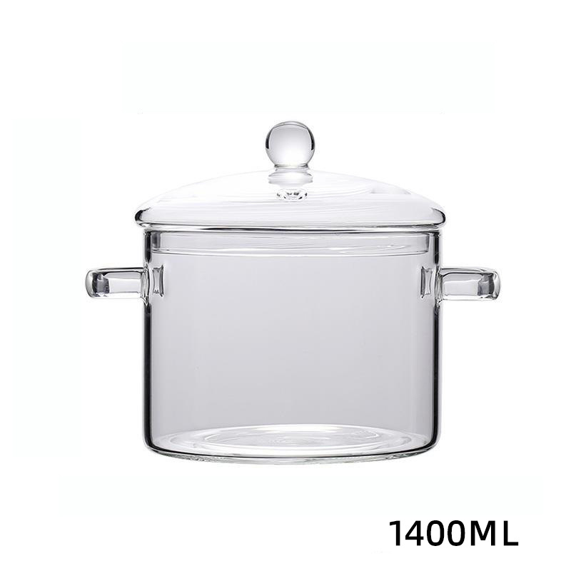 Oală din sticlă borosilicat pentru supe și tocănițe, cu capac și două mâneri, transparentă, mare capacitate, pentru uz casnic, compatibilă cu aragaz cu flacără deschisă