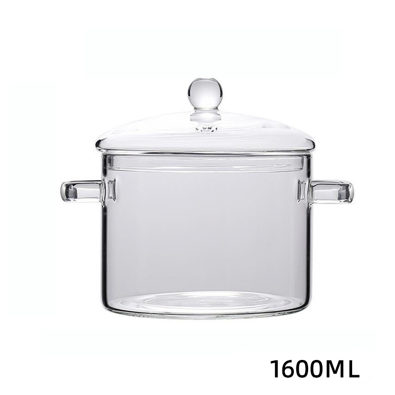 Oală din sticlă borosilicat pentru supe și tocănițe, cu capac și două mâneri, transparentă, mare capacitate, pentru uz casnic, compatibilă cu aragaz cu flacără deschisă