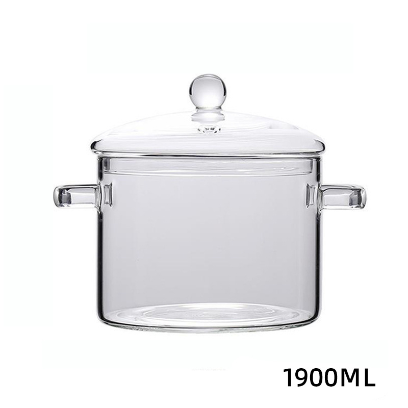 Oală din sticlă borosilicat pentru supe și tocănițe, cu capac și două mâneri, transparentă, mare capacitate, pentru uz casnic, compatibilă cu aragaz cu flacără deschisă