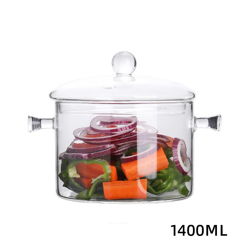 Oală din sticlă borosilicat pentru supe și tocănițe, cu capac și două mâneri, transparentă, mare capacitate, pentru uz casnic, compatibilă cu aragaz cu flacără deschisă