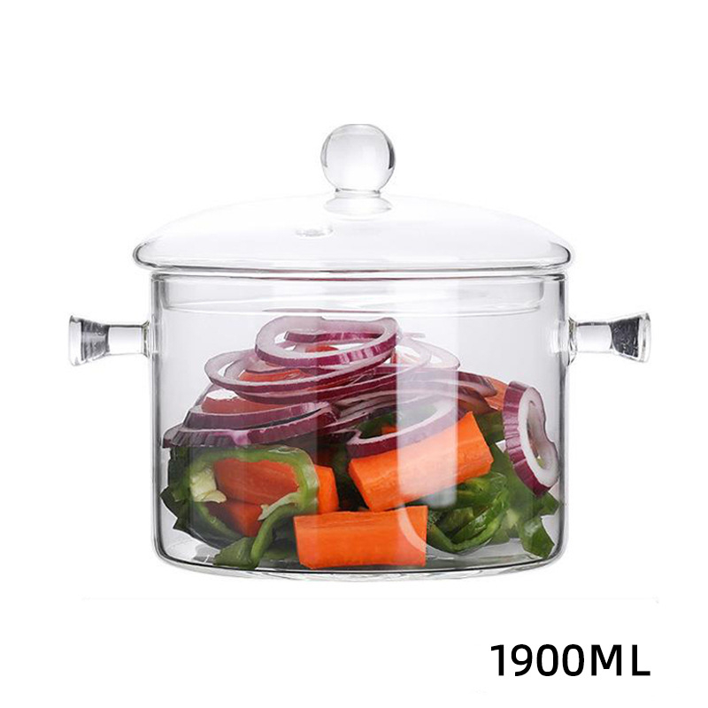 Oală din sticlă borosilicat pentru supe și tocănițe, cu capac și două mâneri, transparentă, mare capacitate, pentru uz casnic, compatibilă cu aragaz cu flacără deschisă