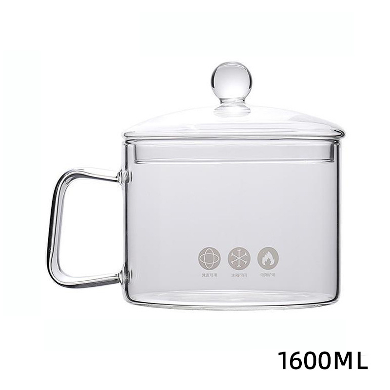 Oală din sticlă borosilicat pentru supe și tocănițe, cu capac și două mâneri, transparentă, mare capacitate, pentru uz casnic, compatibilă cu aragaz cu flacără deschisă