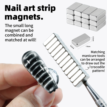 Snažan magnetski magnet za nokte s uzorkom krokodila, višenamjenski dugi pravokutni magnet s efektom cat-eye