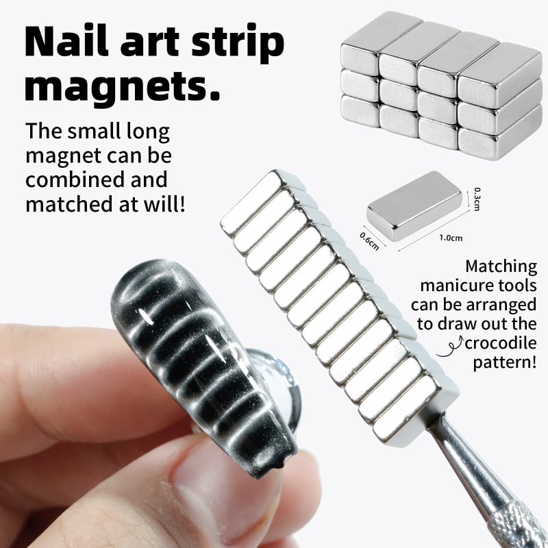 Snažan magnetski magnet za nokte s uzorkom krokodila, višenamjenski dugi pravokutni magnet s efektom cat-eye