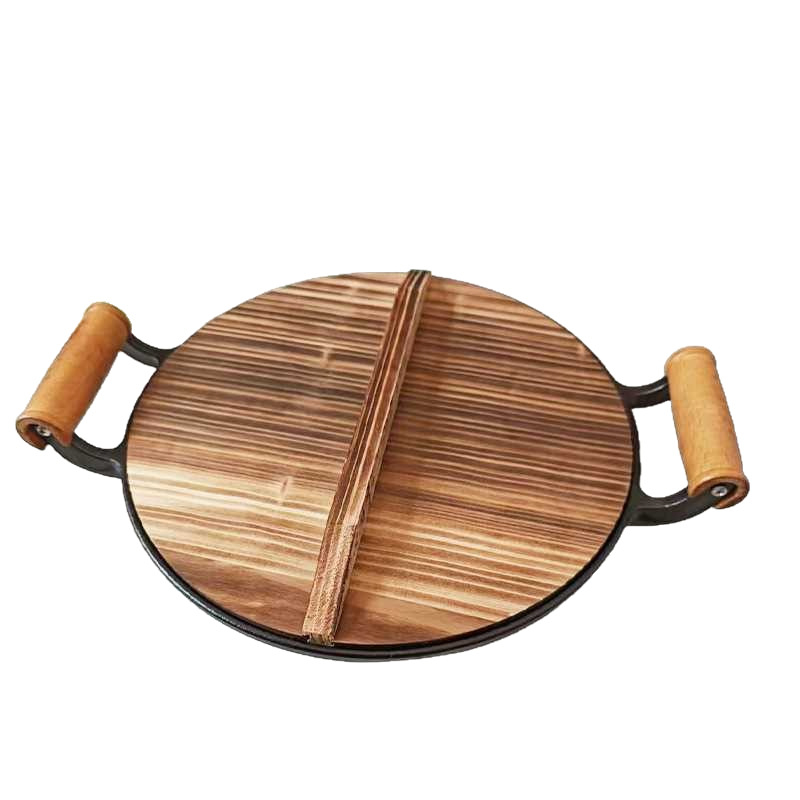 Capac rotund din lemn de cedru pentru wok, capac mare din lemn, stil vintage
