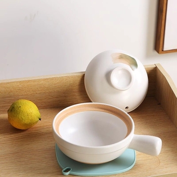 Oală de ceramică în stil japonez pentru orez, set de dimensiuni multiple (mare/mic), vas pentru hrana bebelușilor, compatibil cu aragazul pe gaz, rezistent la crăpături, oală de gătit cu mâner unic