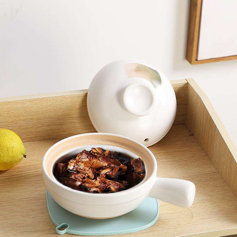 Oală de ceramică în stil japonez pentru orez, set de dimensiuni multiple (mare/mic), vas pentru hrana bebelușilor, compatibil cu aragazul pe gaz, rezistent la crăpături, oală de gătit cu mâner unic