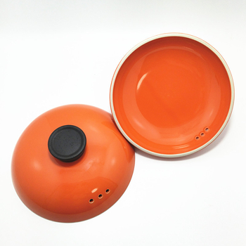 Capac ceramic portocaliu pentru oale de lut – capac universal pentru supe, oale și gătire lentă