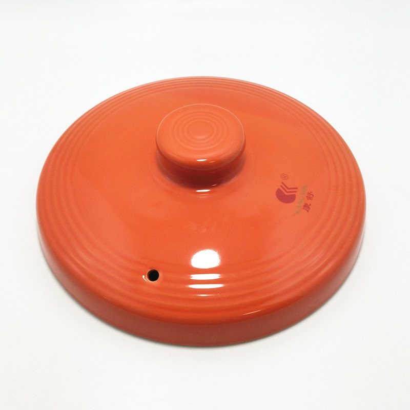Capac ceramic portocaliu pentru oale de lut – capac universal pentru supe, oale și gătire lentă