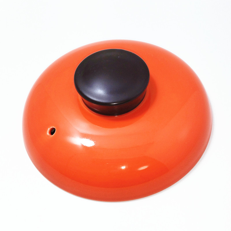 Capac ceramic portocaliu pentru oale de lut – capac universal pentru supe, oale și gătire lentă