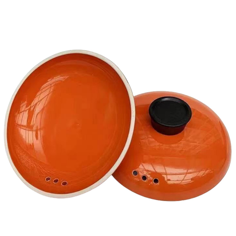Capac ceramic portocaliu pentru oale de lut – capac universal pentru supe, oale și gătire lentă