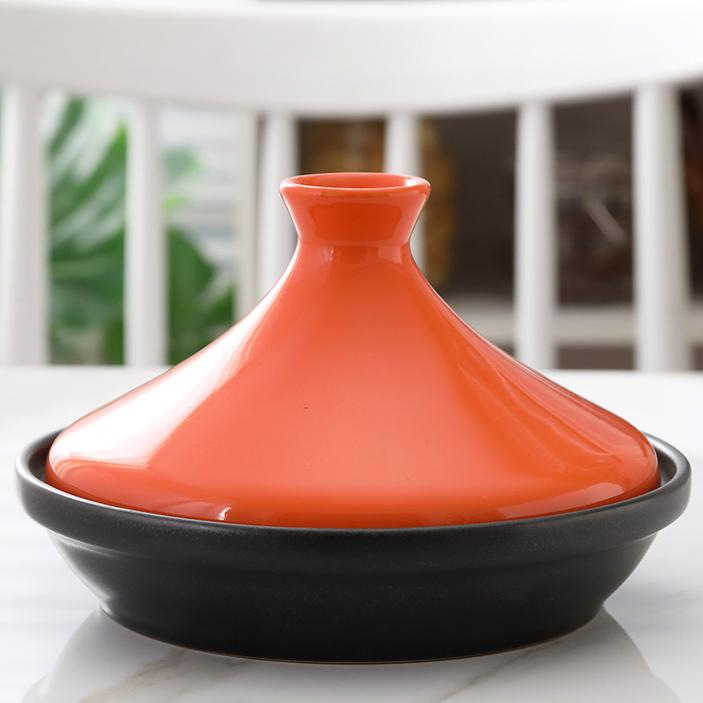 Oală ceramică pentru orez cu capac Tajine, mică oală de gătit pentru pui cu orez, rezistentă la temperaturi înalte