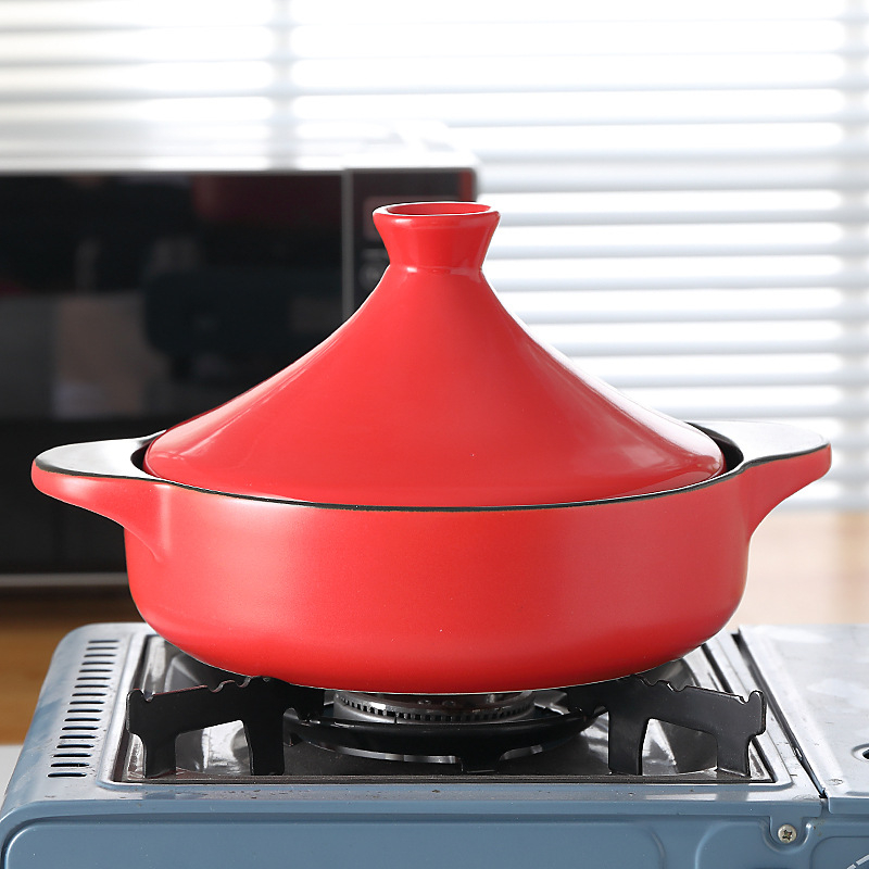 Oală ceramică pentru orez cu capac Tajine, mică oală de gătit pentru pui cu orez, rezistentă la temperaturi înalte
