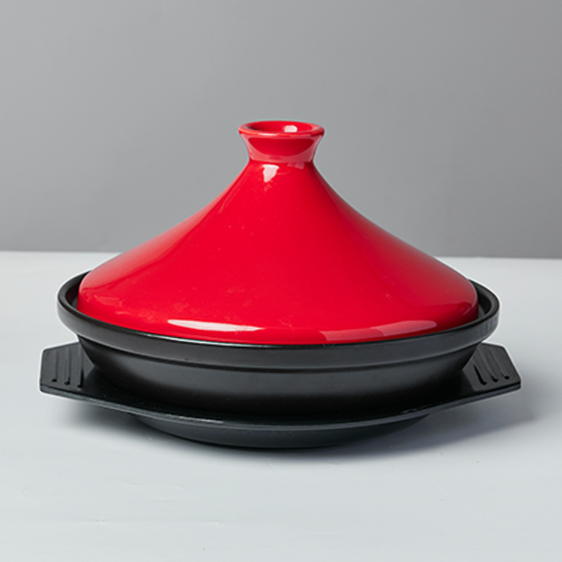 Oală ceramică pentru orez cu capac Tajine, mică oală de gătit pentru pui cu orez, rezistentă la temperaturi înalte