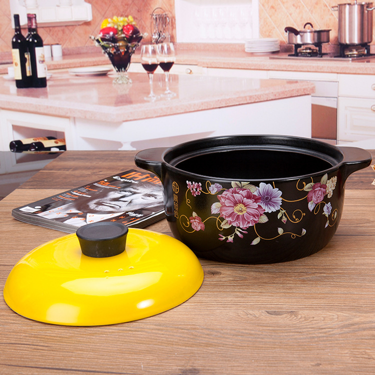Caserol ceramică pentru supe și tocănițe, capac mare, compatibilă cu plita pe gaz, rezistentă la temperaturi înalte, personalizabilă