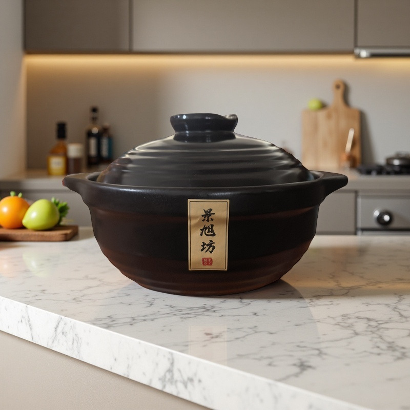 Caserol ceramică pentru supe și tocănițe, capac mare, compatibilă cu plita pe gaz, rezistentă la temperaturi înalte, personalizabilă