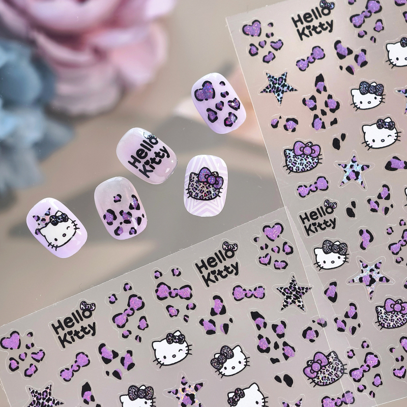 Tensor Nail naljepnice za nokte s leopard uzorkom, mačkica, srce, zvjezdica i mašna