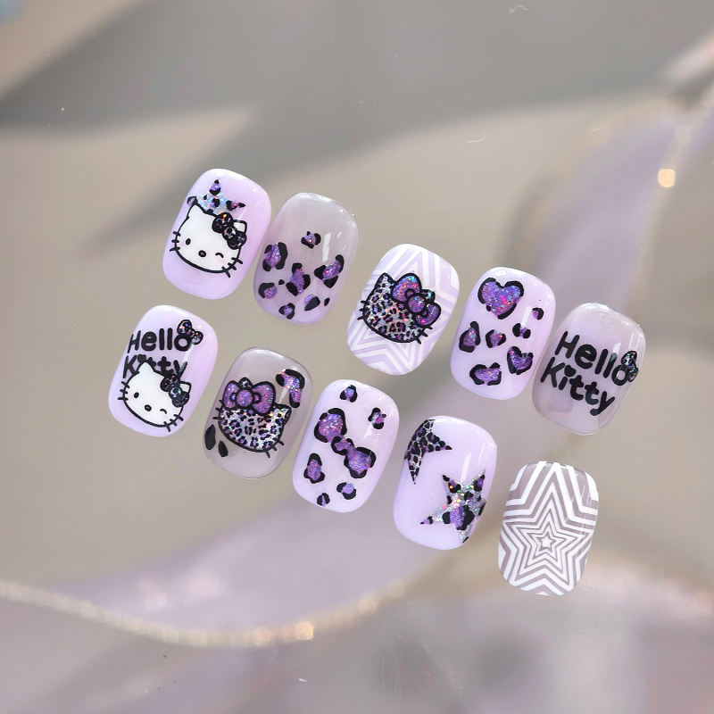 Tensor Nail naljepnice za nokte s leopard uzorkom, mačkica, srce, zvjezdica i mašna
