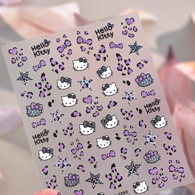 Tensor Nail naljepnice za nokte s leopard uzorkom, mačkica, srce, zvjezdica i mašna