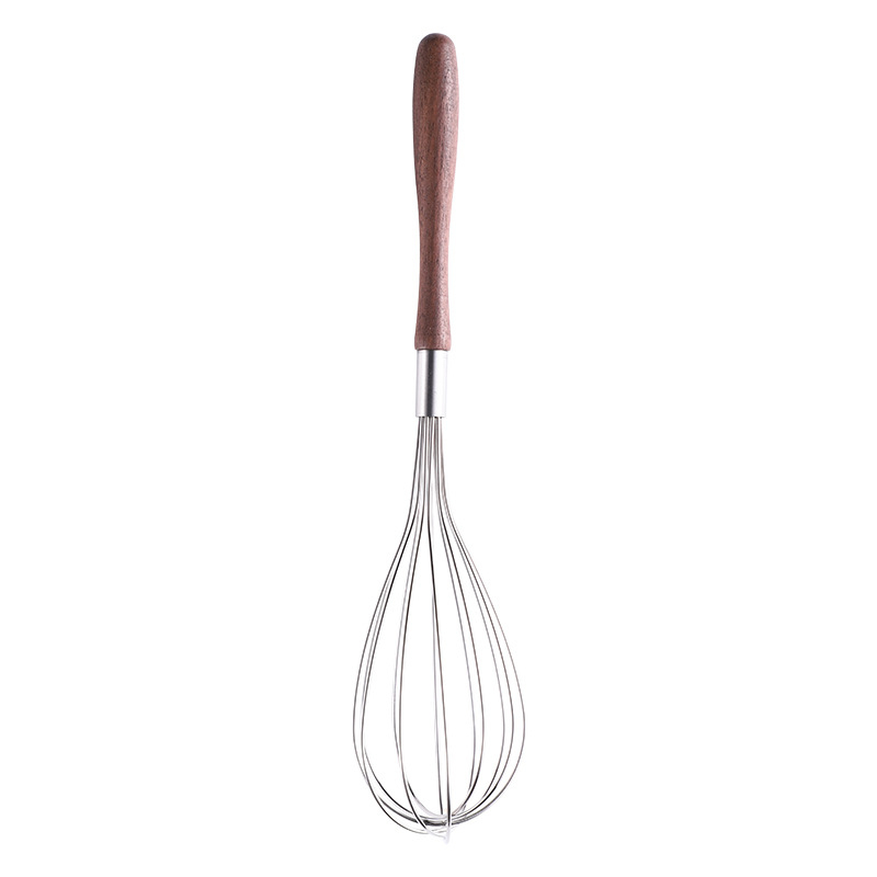 Bătător manual pentru ouă din oțel inox 304 cu mâner din lemn – pentru uz casnic și profesional, amestecare făină și cremă.
