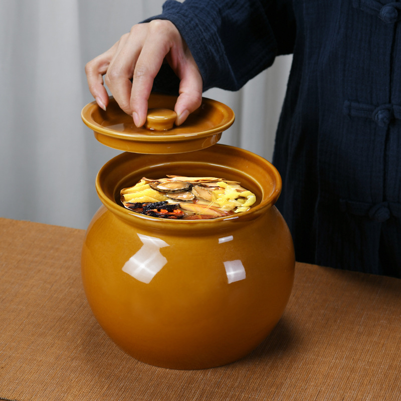 Oală ceramică cu capac, de capacitate mare, pentru fierbere și gătit la abur, potrivită pentru uz casnic și banchete