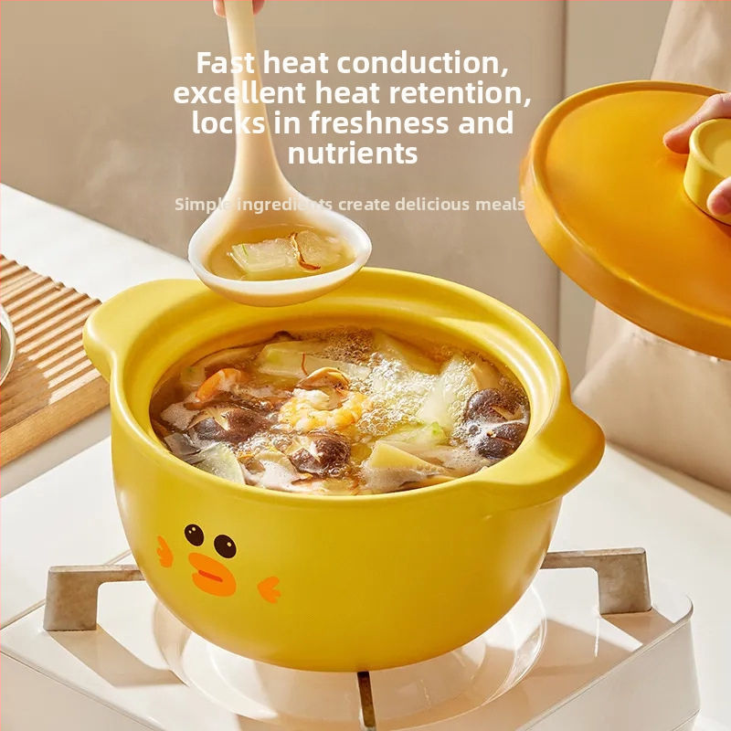 Oală de lut ceramic pentru uz casnic, rezistentă la temperaturi înalte, fără fisuri, compatibilă cu aragazul pe Gaz, 2.1–3 L, pentru orez în oală de lut și supe