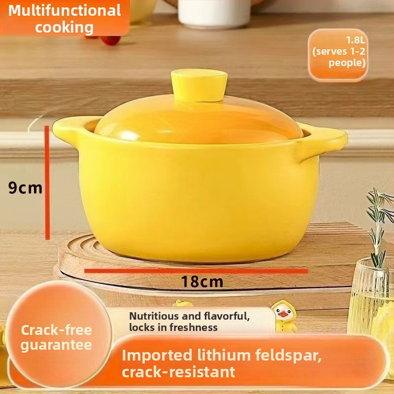 Oală de lut ceramic pentru uz casnic, rezistentă la temperaturi înalte, fără fisuri, compatibilă cu aragazul pe Gaz, 2.1–3 L, pentru orez în oală de lut și supe