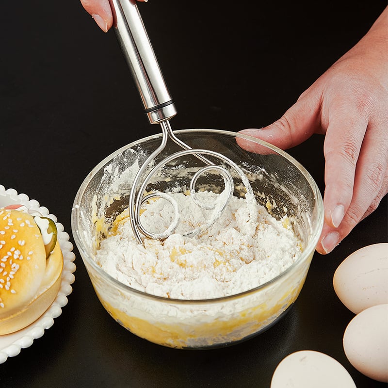 Mixer de aluat din oțel inoxidabil, tel pentru ouă, antiaderent, pentru făină și aluat de prăjituri