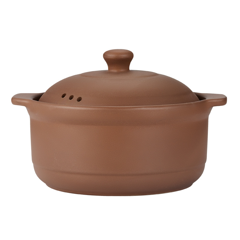 Oală de caserolă din lut pentru supă, pentru plită cu gaz, neglazurată, capac ceramic, rezistentă la temperaturi înalte (3,1–4 L)