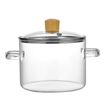 Colorful Oală din sticlă borosilicat de înaltă rezistență pentru supe și lapte, capac din sticlă transparent, 1.1–2 L, model YL-220