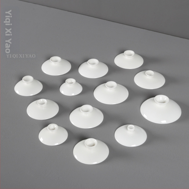 Biely porcelánový kryt pre gaiwan, príslušenstvo na čaj