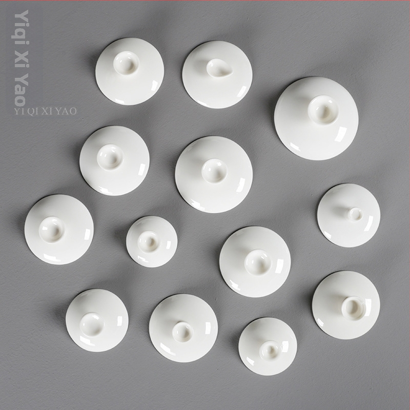 Biely porcelánový kryt pre gaiwan, príslušenstvo na čaj