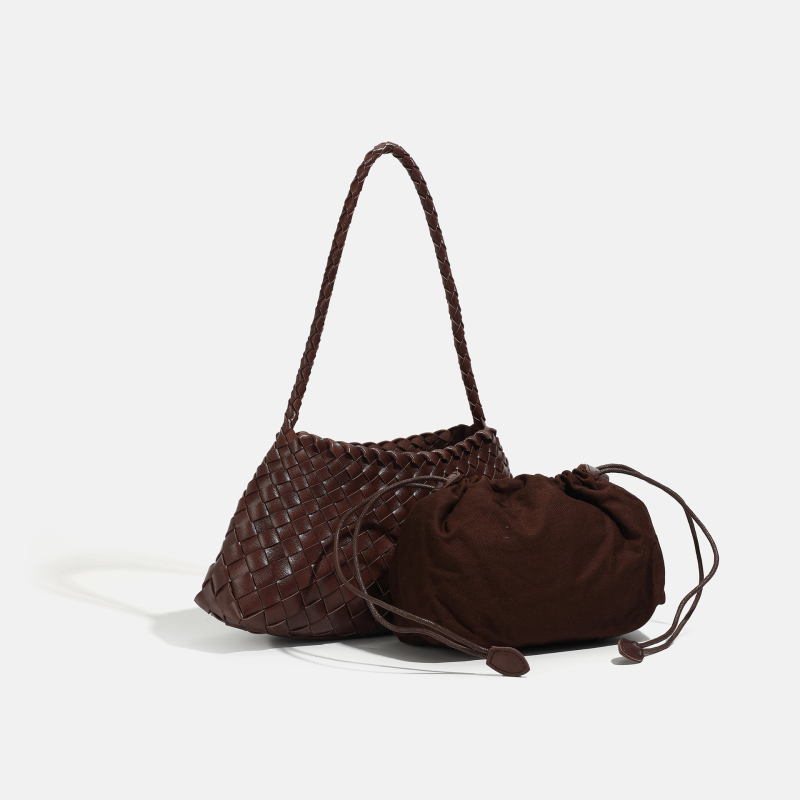 Ženska torba ručno pletene, retro i visokokvalitetna, za svakodnevnu upotrebu; stil pod pazuh/rameni, elegantna i svestrana košarasta torba