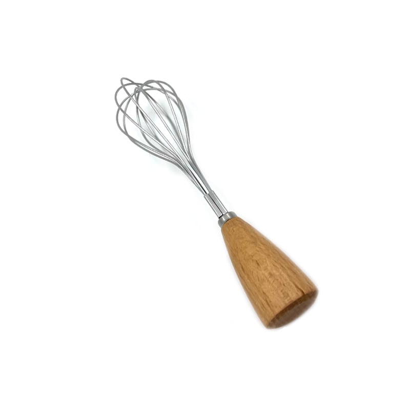 Batator manual pentru ouă cu mâner din lemn și cap din oțel inoxidabil, mini mixer de bucătărie pentru uz casnic
