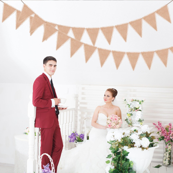 Steaguri din iută pentru nuntă – 12 pennanturi decorative pentru decor de petreceri