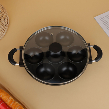 Tavă antiaderentă cu 7 găuri pentru Takoyaki, aluminiu, găuri rotunde