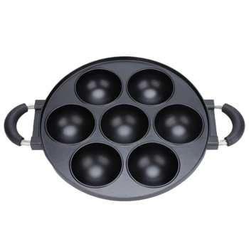Tavă antiaderentă cu 7 găuri pentru Takoyaki, aluminiu, găuri rotunde