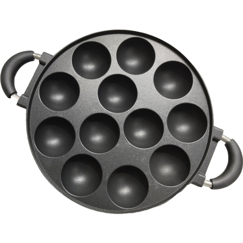 Tavă antiaderentă cu 7 găuri pentru Takoyaki, aluminiu, găuri rotunde